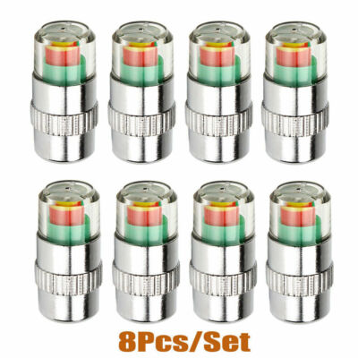 #ad Car Tire Valve Stem Caps Pressure Monitor Sensor Indicator 3 Color Alert 8 Pcs $9.99