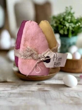 Primitive Handcrafted Spring Easter Egg 3pc Set w/ Tag