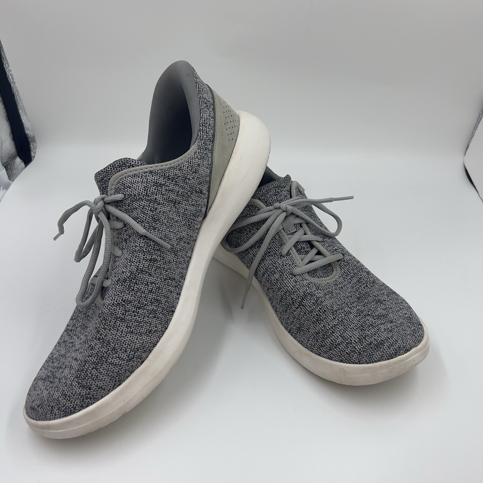 SAOLA Sneakers basse Kizik Madrid Eco Knit uomo taglia 13 grigio bianco mani libere casual