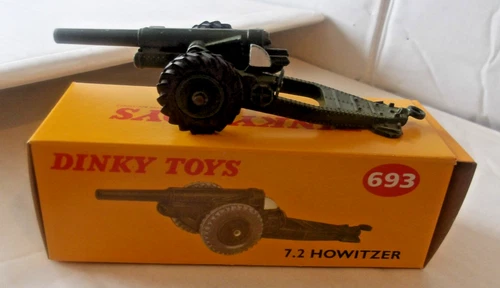 VINTAGE DINKY TOYS 693  1.43 BRITISH ARMY ARTILLERY 7.2 HOWITZER REPRO BOX.