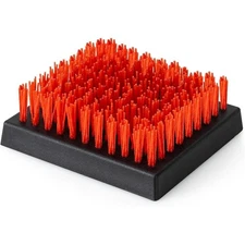 Nylon Bristle BBQ Grill Brush Dual Grip Acacia Wood Handle Heavy Duty Tool New