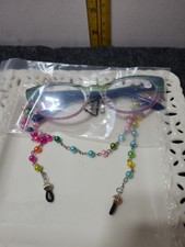 Handcrafted Beaded Eyeglass holder, Multi-color, Glass Beads, Readers 175 New