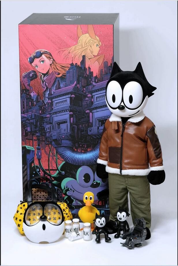 Felix the Cat 木製フィギュア 約30cm Vintage Wood Felix the Cat Push Up Toy Puppet Exc. Cond. FTCP Inb