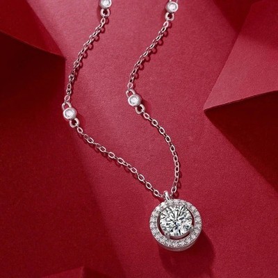 2CT Round Cut White Lab-Created Women's Fancy Pendant 14K White Gold Plated