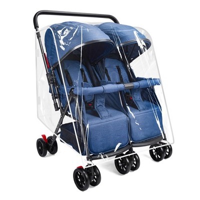 Double Stroller Rain Cover for Side by Side Baby Stroller Rain/Wind/Snow/Dust