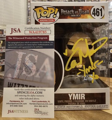 Funko Pop Attack on Titan Ymir #461 Signed by Elizabeth Maxwell with JSA New