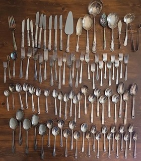 Vintage 7 Lbs Silverplate Silverware Mixed Lot Of 90 Pieces