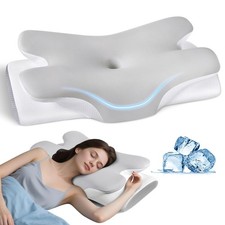 Tujami Cervical Neck Pillow for Neck Shoulder Pain Relief, Soft Contour Side