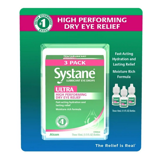 Systane Ultra Lubricant Eye Drops, 1/3 fl. oz., 3 pk.