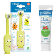 Toothscrubber Toddler Toothbrush Fluoride-Free Baby Toothpaste Bundle, Triple-