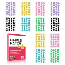 Star Pimple Patch Pack - 336 Count, 6 Colors  2 Sizes for Acne  Blemish Care