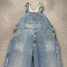 Dickies Dungarees Adult 40x30 Blue Bib Overalls Denim Workwear Carpenter Mens*