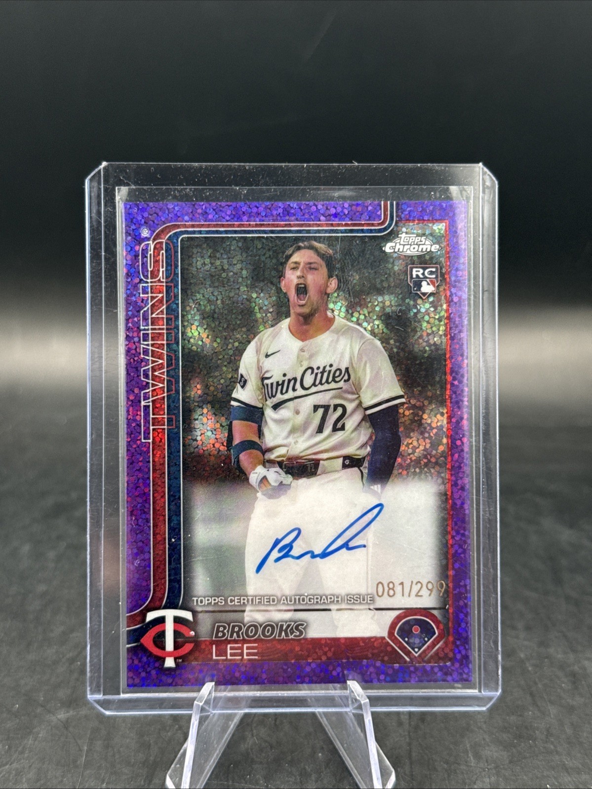 BROOKS LEE 2025 TOPPS CHROME ROOKIE AUTO PURPLE SPECKLE /299 RC Twins
