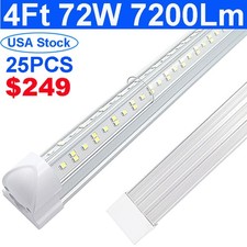 25PCS 4 Foot Led Shop Light Fixtures 72W T8 Integrated Led Tube Light Bulb 6500K