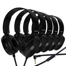 Classroom Headphones-Bulk 25-Pack, with Microphone Student On Ear Comfy Swive...