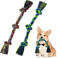 2 Pack 3 Knots Dog Rope Toys Dog Chew Toy Puppy Rope Toy for Tug of War
