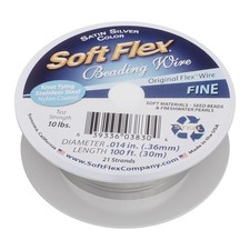 Soft Flex 21 Strand Beading Wire - Fine 0.14 Diameter - 100 .014, Satin Steel