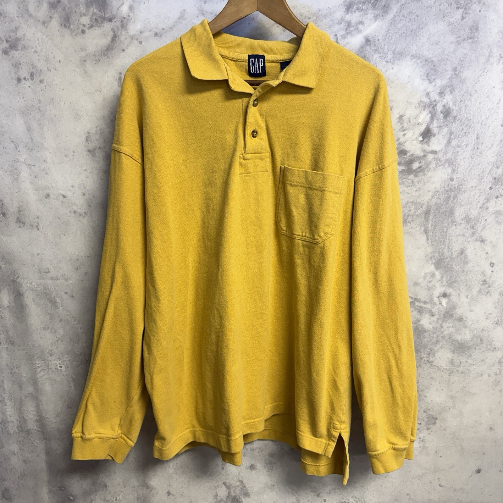 Vintage 90s Gap Polo Long Sleeve Shirt Mens XL Yellow