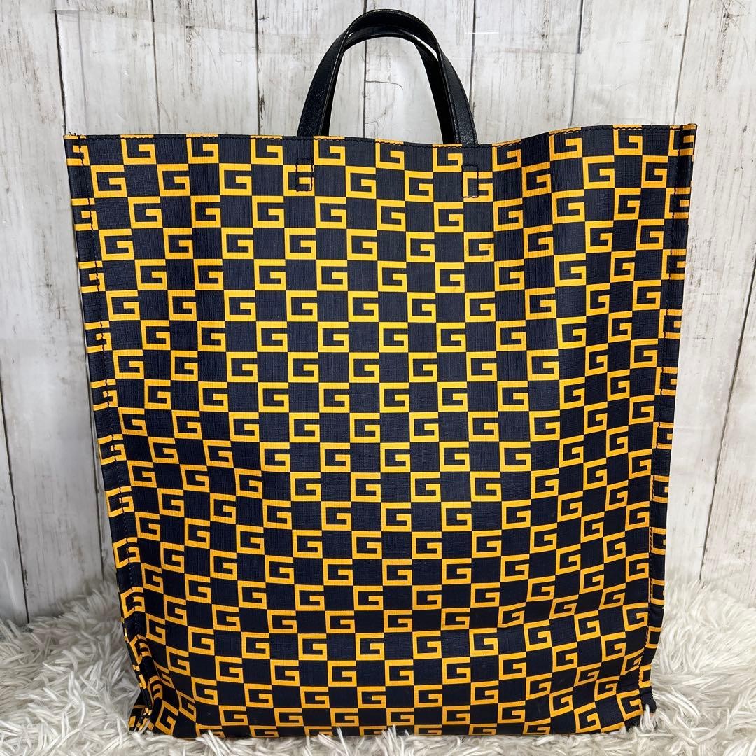 GUCCI Square G Tote Bag PVC Leather Black Large Capacity Authentic thumbnail 9