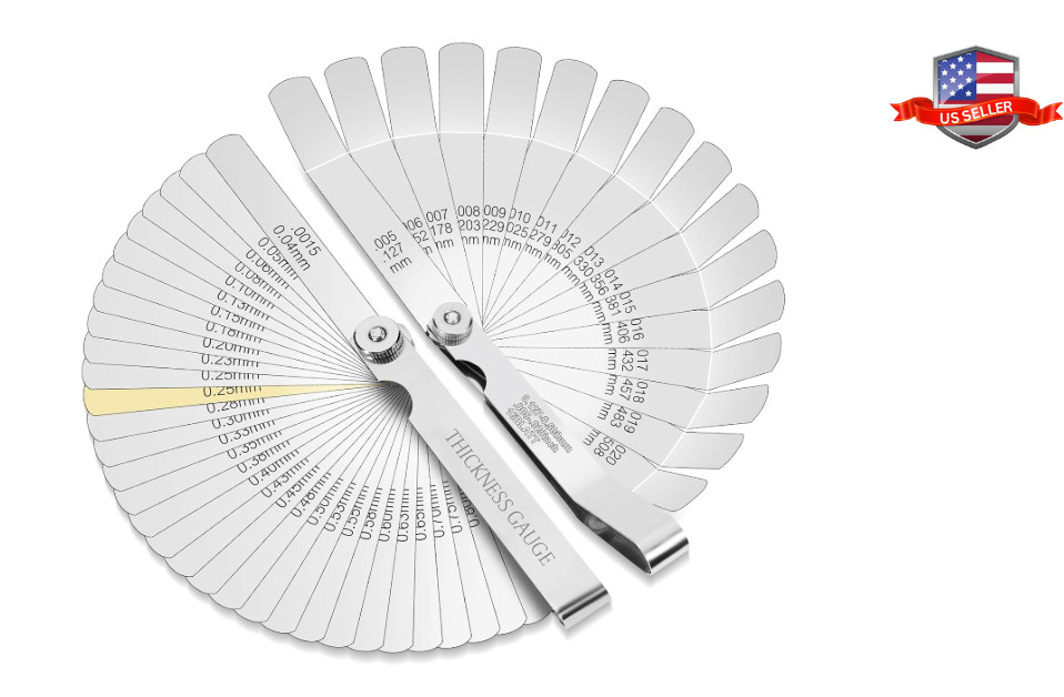2Pcs Feeler Gauge Set 32 Straight & 16 Angled Blades Stainless Steel Gap Tool...