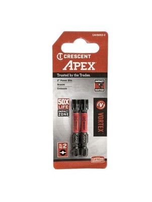 1/4'' Drive Crescent Apex 2'' SL-SQ2 Impact Power Bit - 2 Pack CAVB2E2-2
