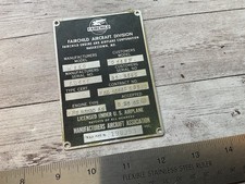 ORIGINAL KOREAN WAR ERA FAIRCHILD C-119 FLYING BOXCAR AIRCRAFT DATA NAME PLATE