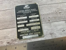 ORIGINAL KOREAN WAR ERA FAIRCHILD C-119 FLYING BOXCAR AIRCRAFT DATA NAME PLATE