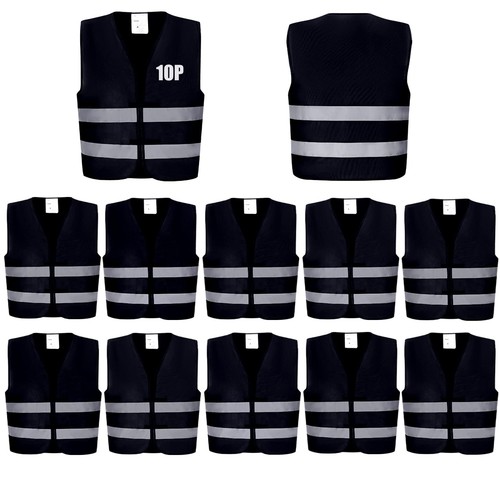 Safety Vests 10 Pack - Yellow Reflective High Visibility Construction2 Work Vest