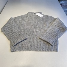 Mango Girls Mock Neck Knit Sweater Grey Size 9-10