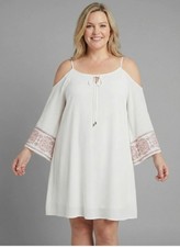 Ava & Viv Women's White Bell Sleeve Cold Shoulder Mini Dress Plus Size 4X EUC
