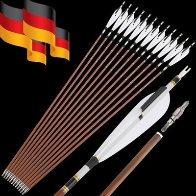 12X 31 Zoll Carbonpfeile Jagdpfeile SP340-600 Naturfedern Bogenschießen Jagd DE