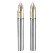 2 Pcs 60 Degree V Groove Engraving Router Bits Tip and 4 Flutes 1/4 Inch Shank
