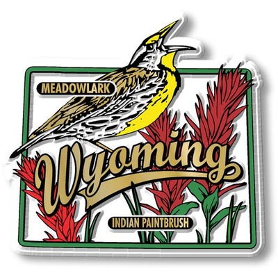 Wyoming State Bird and Flower Map Magnet by Classic Magnets