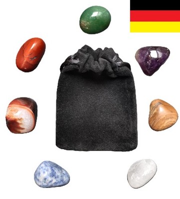 7 Chakra Heilsteine Set Edelsteine Trommelsteine mit Samtbeutel Meditation Neu