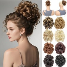Thick Clip on in Messy Bun Hair Piece Extension Wedding Updo Hair Claw Clip US