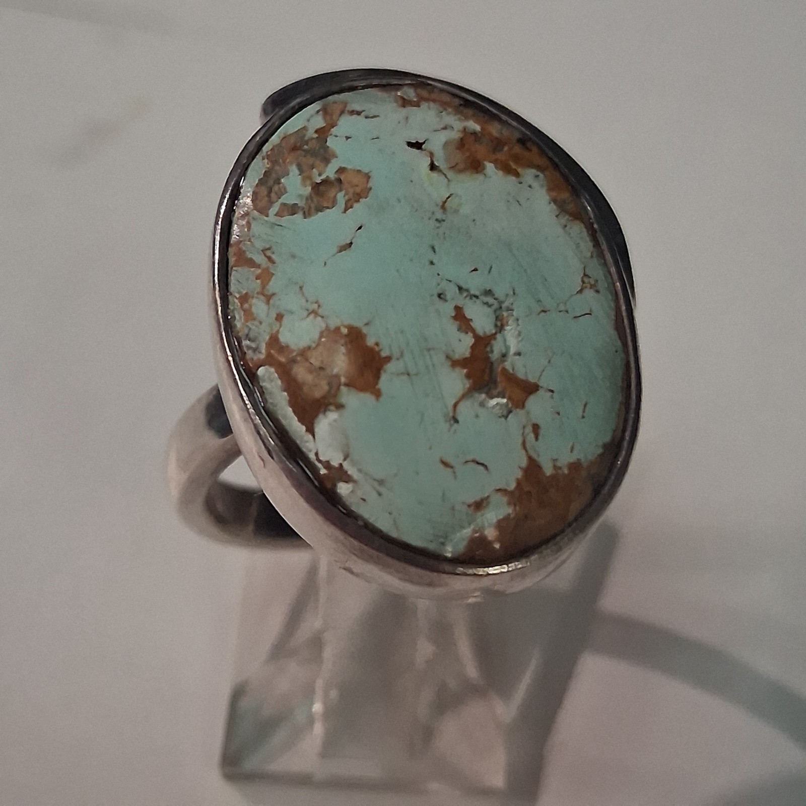 Solid 925 Sterling Silver Untreated Turquoise Ova… - image 10