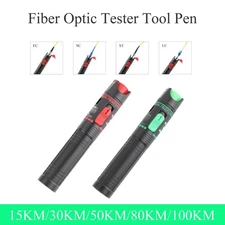 Visual Fault Locator Green Light VFL Fiber Optic Test Tool Kit 30KM with Adapter