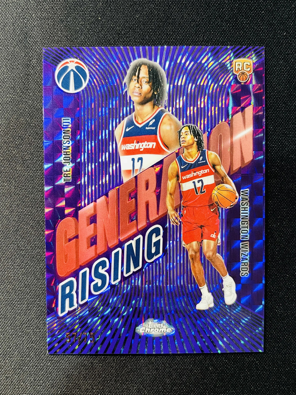 2025-26 Topps Chrome Generation Rising Tre Johnson Purple Geometric /75 RC -WZ74