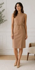 Oscar de la Renta sleeveless sheath dress chain link waist belt size 10