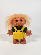1961 Thomas Dam Troll Doll Yellow Overalls Green Shirt Felt Clothes 190918