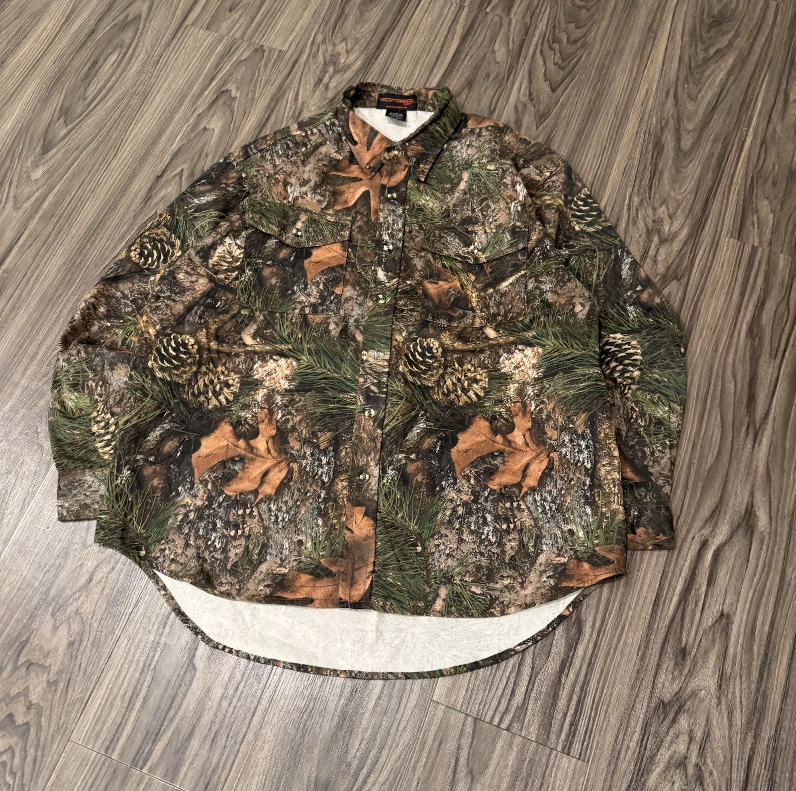 True Timber Camo Button-Up Shirt Men’s Large Hunting Outdoors Woodland Made