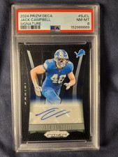2024 PANINI PRIZM DECA SIGNATURE AUTO JACK CAMPBELL CARD #SJCL PSA 8 LIONS