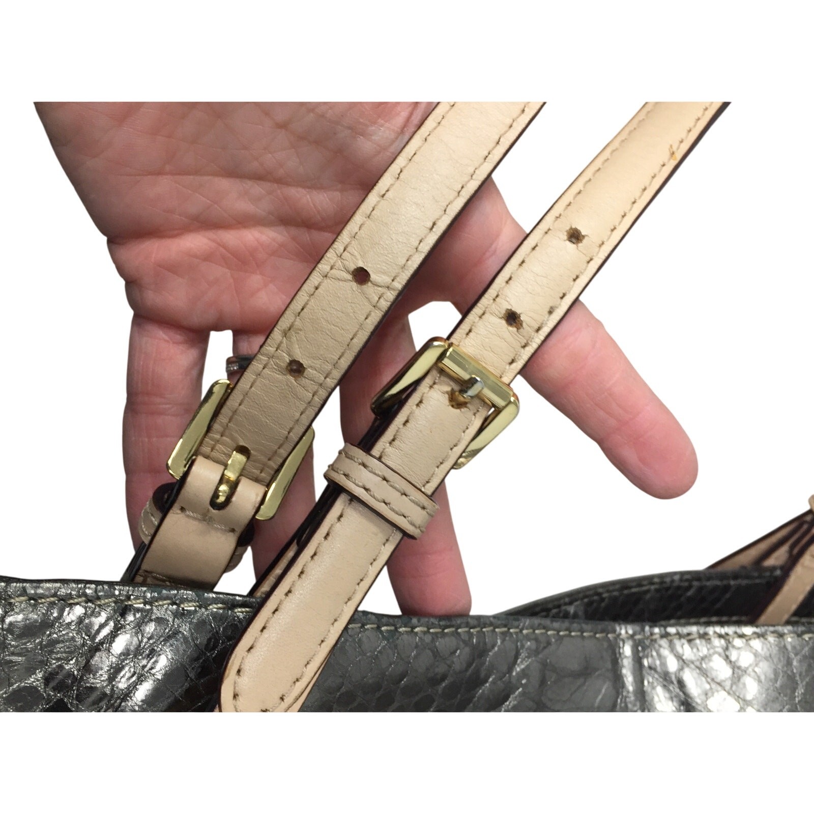 Michael Kors Jet Set Gray Leather Python Embossed… - image 14