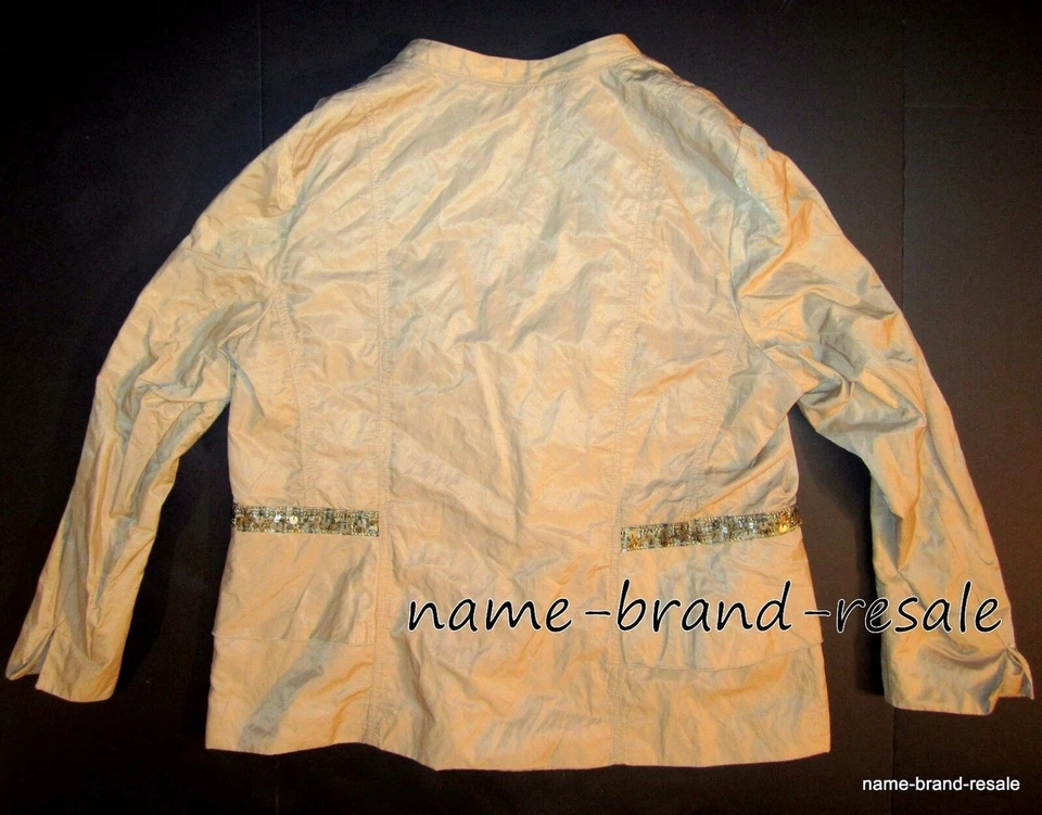 CJ BANKS Mujer PLUS 1X 14 16 Bronceado Caqui BLAZER Dorado SEQUINADO Borde VESTIDO Carrera Foto 4 de 4