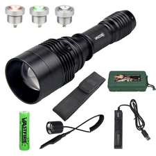 Hunting Green Red White Light 800yards LED Flashlight Zoom Torch Coyote Varmint