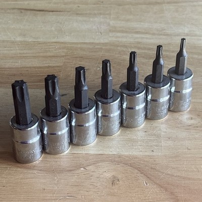 Husky Torx Bit Driver Socket Set 3/8'' Drive 7pc T15 to T50 Vtg USA