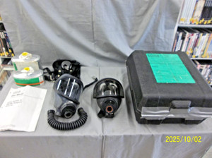 2 - Vintage medium MSA Gas Masks With Case Owners Manual  Model 7-223-1