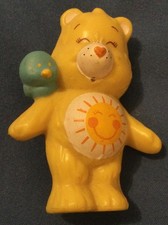 Vintage 1983 Care Bear ToySunshine Funshine Bear With Bird PVC Figure Miniature