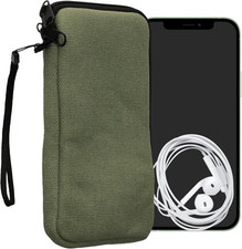 Canvas Phone Pouch XL - 6.7/6.8" - Universal Cell Sleeve Mobile Bag with Zipper