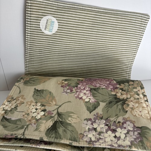 4 Vintage 2000 Martha Stewart Hydrangea Floral Cotton Placemats Set 13x19" - Picture 13 of 14